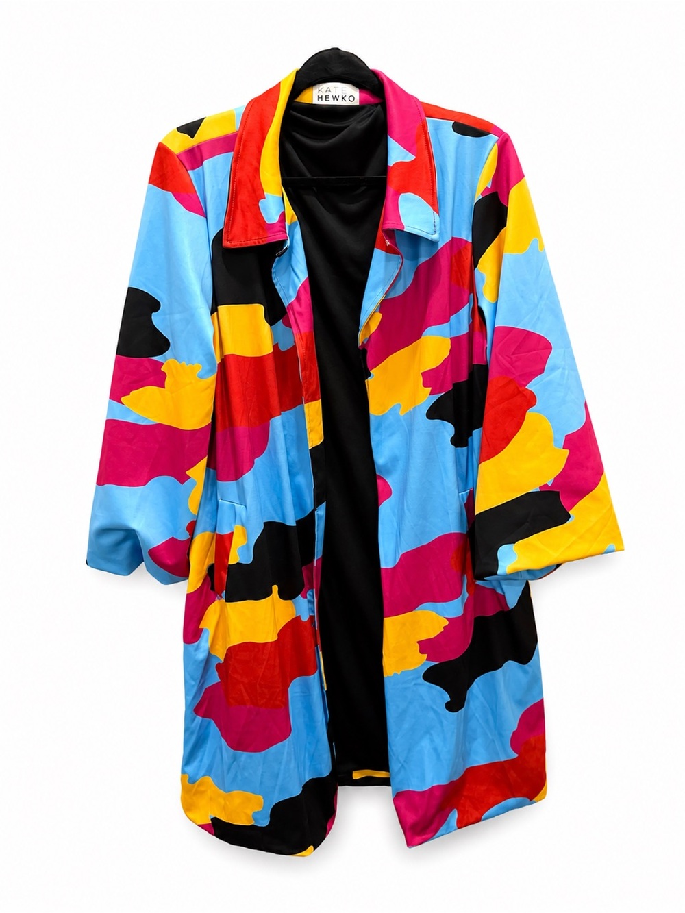 Kate Hewko multicolor camo-print duster coat abstract balloon sleeves L